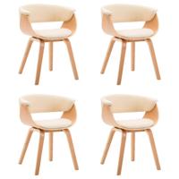 Eetkamerstoelen 4 st gebogen hout en kunstleer crèmekleurig - thumbnail