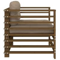 Tuinstoelen 2 st met kussens massief grenenhout honingbruin - thumbnail