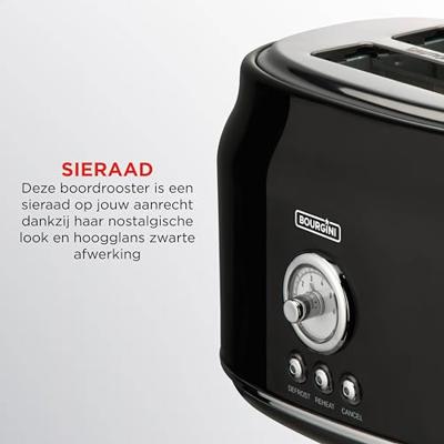 Retro Toaster - Broodrooster in retro design - Zwart