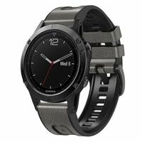 By Qubix - leer + siliconen bandje - Grijs - Compatible met Garmin Tactix 8-51mm - Compatible Garmin bandje - thumbnail