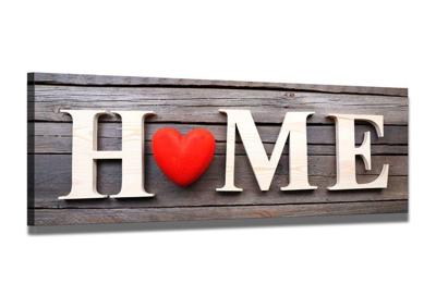 Schilderij - Home Hartje, Rood/Bruin, 120X40cm, 1luik