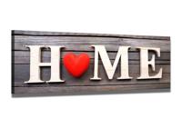 Schilderij - Home Hartje, Rood/Bruin, 120X40cm, 1luik - thumbnail