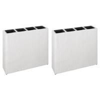 vidaXL Plantenbak verhoogd met 4 potten 2 st poly rattan wit - thumbnail
