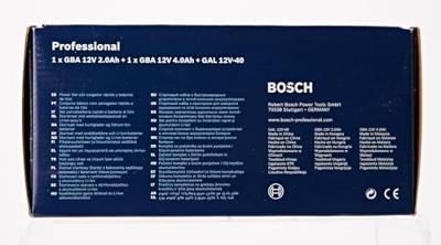 Bosch Blauw Starterset GBA 12 - 1x 2,0Ah, 1x 4,0Ah, lader GAL 12V-40 Professional - 1600A01NC9 - thumbnail