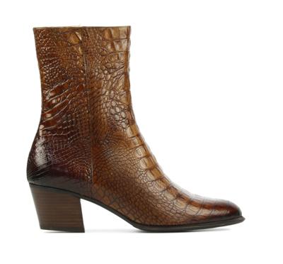 Pertini Dames Enkellaarsjes in Leder (Cognac)