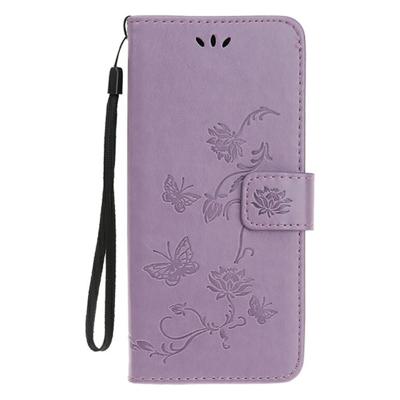 Shop4 - iPhone 12 Hoesje - Wallet Case Vlinder Patroon Paars Shop4 - iPhone 12 Hoesje - Wallet Case Vlinder Patroon Paars