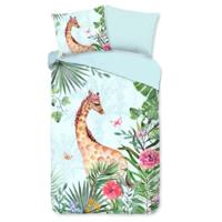 Good Morning Kinderdekbedovertrek "giraf" - Aqua - (140x200/220 cm) - Katoen - thumbnail