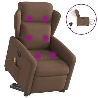 Sta-op-massagestoel elektrisch verstelbaar stof bruin