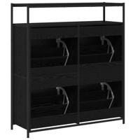 Schoenenkast Zwart Eiken 100 x 34 x 112 cm Bewerkt hout - thumbnail