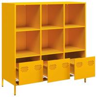 Hoge kast 101,5x39x103,5 cm staal mosterdgeel - thumbnail