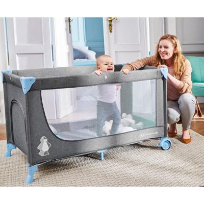 Kinderkraft - Reisbedje - Campingbedje - Joy - 126 x 65 x 76 cm - 8,5 kg - Blauw - Eenvoudig inklapbaar