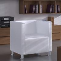 VidaXL Fauteuil kubus kunstleer wit - thumbnail