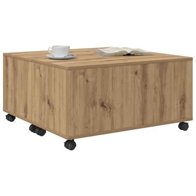 Salontafel artisanaal eikenkleurig 75 x 75 x 38 cm Bewerkt hout