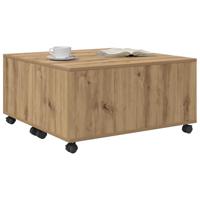 Salontafel artisanaal eikenkleurig 75 x 75 x 38 cm Bewerkt hout - thumbnail