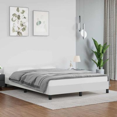 Bedframe met hoofdbord kunstleer wit 140x190 cm