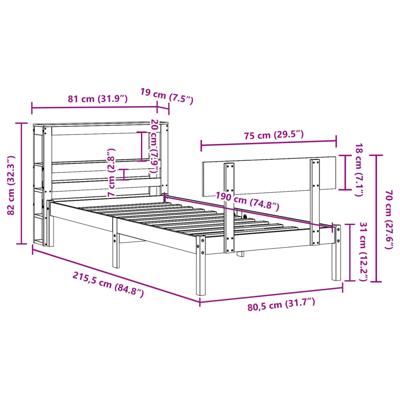 Bedframe zonder matras massief grenenhout 90x200 cm