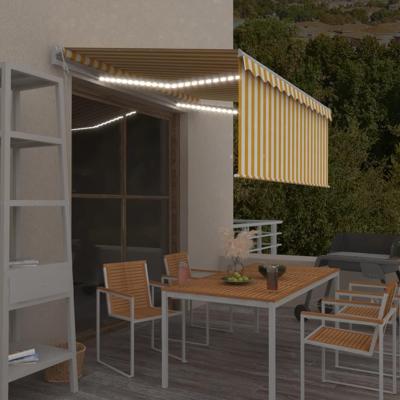 VidaXL Luifel met rolgordijn, led en windsensor 3,5x2,5 m geel en wit