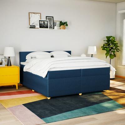 Boxspring met matras stof blauw 140x190 cm