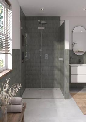 Saqu Parro Douchedeur 120x210 cm Geborsteld Grijs Helder Glas