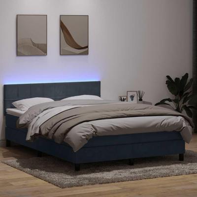 Boxspring met matras en LED fluweel donkergrijs 140x220 cm