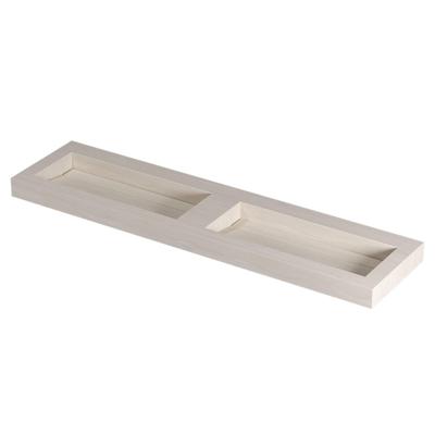 INK Pitch Wastafel keramische slab bak dubbel met drain en front en side skirts zonder kraangaten 180x45x9 Travertin mat