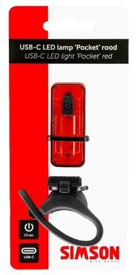 Simson achterlicht pocket usb-c rood