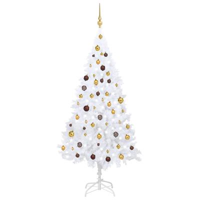 VidaXL Kunstkerstboom met verlichting en kerstballen 180 cm pvc wit