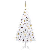 VidaXL Kunstkerstboom met verlichting en kerstballen 180 cm pvc wit - thumbnail