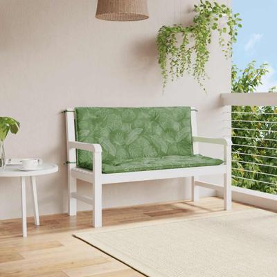 Tuinbankkussens 2 st bladpatroon 120x50x7 cm stof