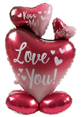 Staande Folieballon 3 hartjes Love You (77cm)