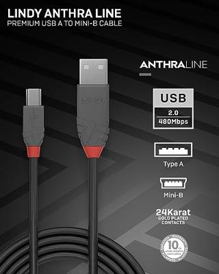 Lindy 36725 5m USB A Mini-USB B Mannelijk Mannelijk Zwart USB-kabel