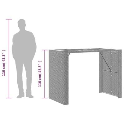 Tuinbartafel acaciahouten blad 145x80x110 cm poly rattan zwart