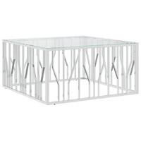 Salontafel 100x100x50 cm roestvrij staal en glas - thumbnail