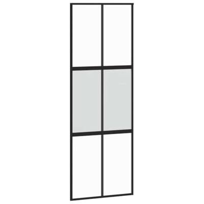 Schuifdeur met beslagset 76x205 cm gehard glas zwart