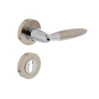 Deurkruk Elen op rond rozet 7mm nokken met sleutelgat plaatjes chroom/nikkel mat - thumbnail