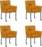 Set van 4 Gele leren moderne eetkamerstoelen Lucky - Toledo Leer Leem (geel leer) - thumbnail
