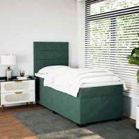 Boxspring met matras fluweel donkergroen 100x200 cm - thumbnail