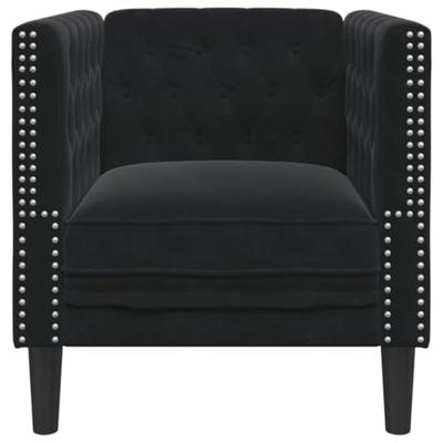Fauteuil Chesterfield-stijl fluweel zwart