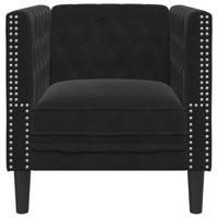 Fauteuil Chesterfield-stijl fluweel zwart - thumbnail