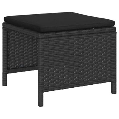 Tuinbankenset met kussen 6 pcs Zwart poly rattan