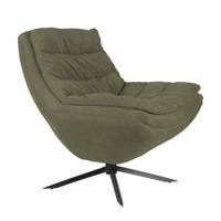 Dutchbone Draaifauteuil 'Vince' Rib, kleur Groen - thumbnail