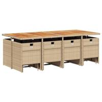 13-delige Tuinset met kussens poly rattan beige - thumbnail