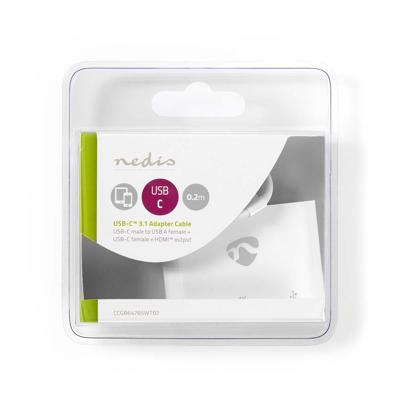 Nedis CCGB64765WT02 Usb-c-adapterkabel Type-c Male - A Female / Type-c Female / Hdmi-uitgang 0,2 M Wit