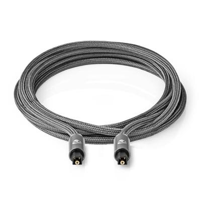 Optische Audiokabel | TosLink Male | TosLink Male | 5.00 m | Rond | Gevlochten | Gun Metal Grijs | Cover Window Box Optische Audiokabel | TosLink Male | TosLink Male | 5.00 m | Rond | Gevlochten | Gun Metal Grijs | Cover Window Box