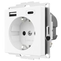 2USB 2U-449528 Geaard stopcontact Met USB-laaduitgang, Aanraakbeveiliging, VDE IP20 Sneewwit (zijdemat) - thumbnail