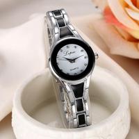 Lvpai ronde Dial tweekleurige roestvrijstalen riem armband quartz horloge voor vrouwen (zilver zwart) - thumbnail