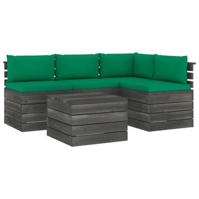 vidaXL 5-delige Loungeset met kussens pallet massief grenenhout