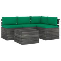 vidaXL 5-delige Loungeset met kussens pallet massief grenenhout - thumbnail