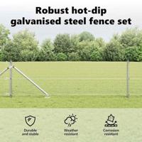 VidaXL Afrasteringspaal zilver 10 x 0,6 m (25 x 25 mm gaas) staal - thumbnail