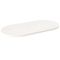 Tafelblad ovaal 100x50x2,5 cm massief grenenhout wit - thumbnail